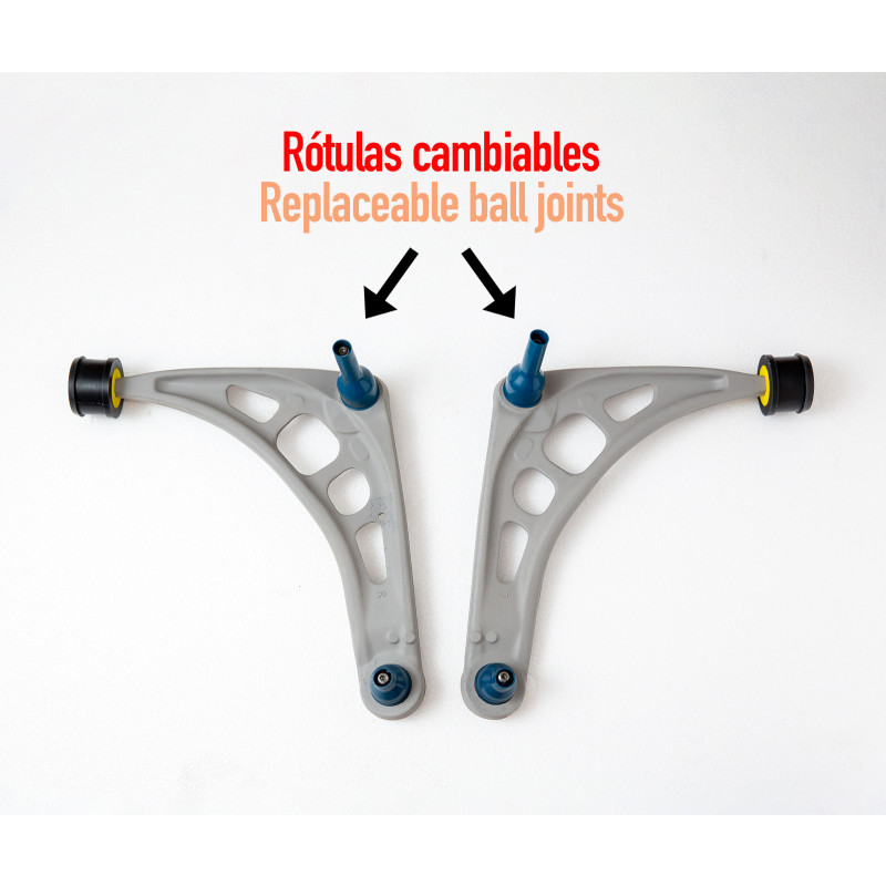 Bracci di controllo anteriori BMW e46 con silent block intercambiabili e giunti sferici